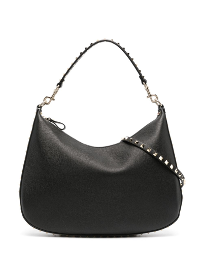 Valentino Garavani Rockstud Leather Shoulder Bag In Black