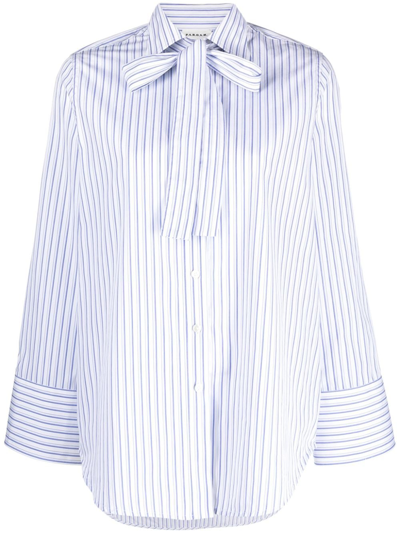 P.a.r.o.s.h Striped Pussy-bow Cotton Shirt In Blue