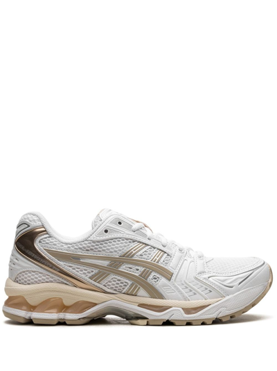 Asics Gel-kayano 14 Rubber And Metallic Faux Leather-trimmed Mesh Sneakers In White