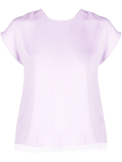 Twinset V-back Short-sleeved Blouse In Purple