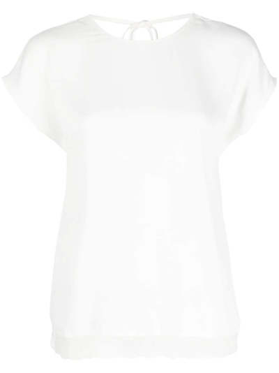 Twinset V-back Short-sleeved Blouse In White
