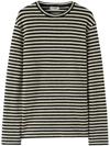 JIL SANDER LOGO-PATCH STRIPED WOOL T-SHIRT