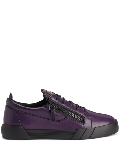 Giuseppe Zanotti Frankie Low-top Leather Sneakers In Purple