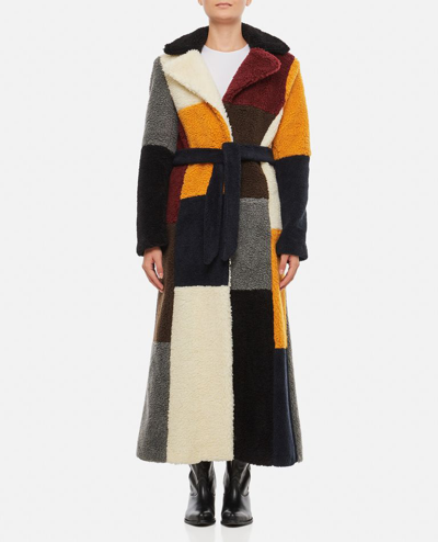 Iriã© Patchwork Shearling Coat In Multicolor