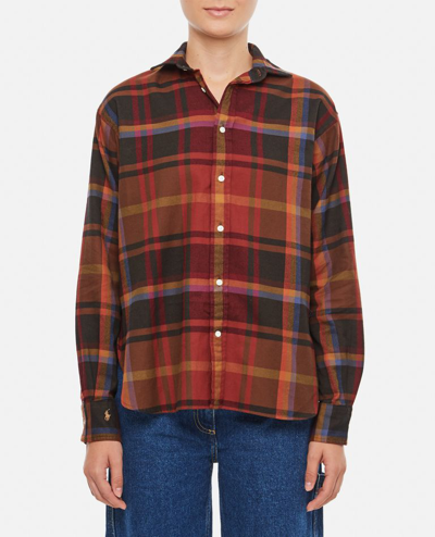 Polo Ralph Lauren Long Sleeve Button Front Shirt In Red