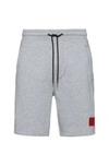 Hugo Boss French-terry-cotton Shorts With Red Logo Label In Dark Grey