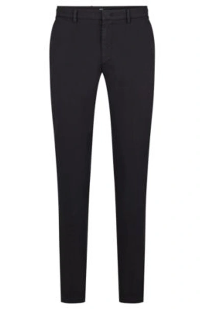 Hugo Boss Slim-fit Chinos In Stretch-cotton Gabardine In Black