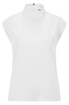 Hugo Boss Slim-fit Top In Stretch Silk With Cap Sleeves In White