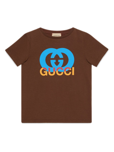 Gucci Kids' Brown Cotton Interlocking G T-shirt