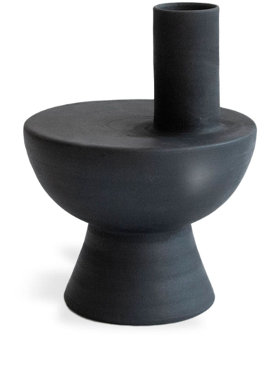 Origin Made Charred Chimney Clay Vase (31,3cm) In Black