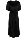 Fabiana Filippi Ruched Wool-satin A-line Midi Dress In Schwarz