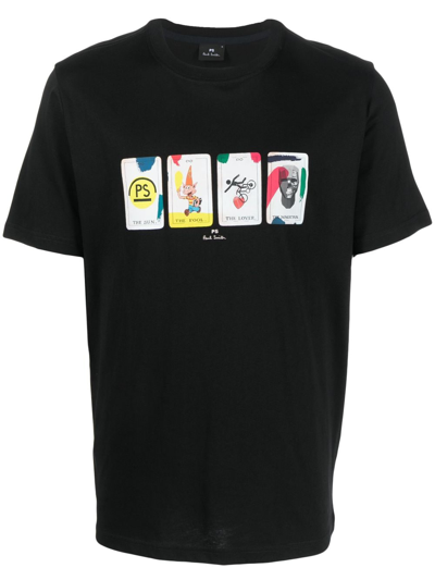 Ps By Paul Smith Tarot-cards Cotton T-shirt In Black