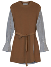 Simkhai Shai Layered Belted Minidress In Braun