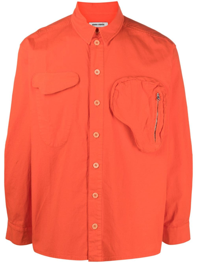 Henrik Vibskov Utility-hemd Aus Bio-baumwolle In Orange