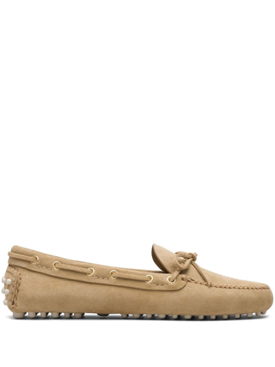 Car Shoe Lux Driving Suede Loafers In Neutrals