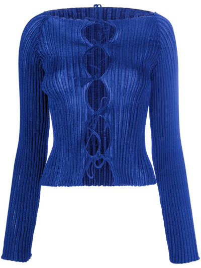 A. Roege Hove Emma Ribbed Cotton-blend Cardigan In Colbalt Blue