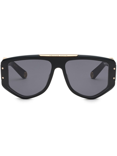 Philipp Plein Rectangular Logo-plaque Sunglasses In Black