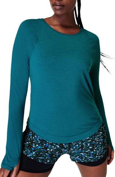 Sweaty Betty Breathe Easy Run Long Sleeve T-shirt In Cabin Blue