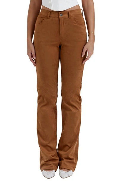 House Of Cb Apollo Faux Suede Five-pocket Pants In Tan