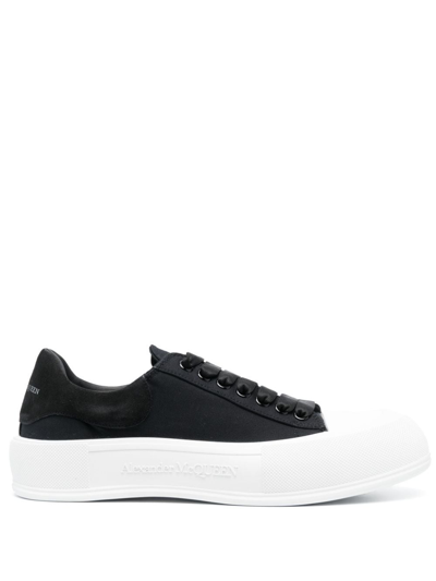 Alexander Mcqueen Black Canvas Deck Plimsoll Sneakers