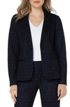 Liverpool Los Angeles Shadow Plaid Fitted Knit Blazer In D Nv Windowpane