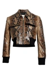 Khaite Hector Cropped Snake-effect Leather Jacket In Brown