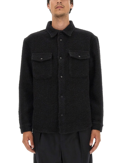Saint Laurent Wool And Denim Shirt In Nero