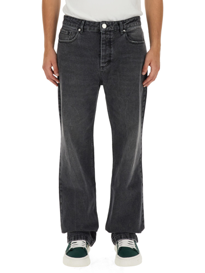 Ami Alexandre Mattiussi Logo-patch Straight-leg Jeans In Black