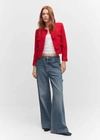 Mango Pocket Tweed Jacket Red In Red