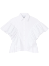 Az Factory X Lutz Huelle Ruffled Sleeves Cotton Shirt In White