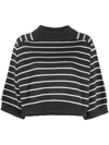 Brunello Cucinelli Striped Cotton Jumper In Grey