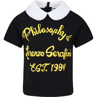 Philosophy Di Lorenzo Serafini Kids' Black T-shirt For Girl With Logo