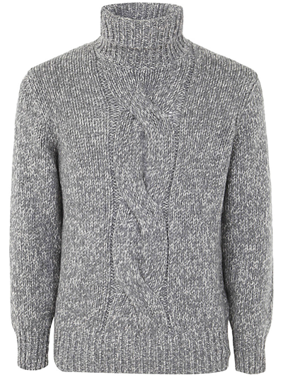 Brunello Cucinelli Braided Turtle Neck Sweater Clothing In Grey
