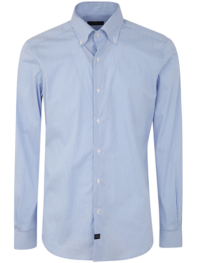 FAY NEW BUTTON DOWN STRETCH MICROCHECKED SHIRT