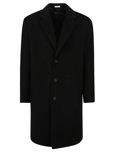 Alexander Mcqueen Single-breasted Wool Coat In Negro