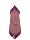 Balmain Halter Monogram Scarf Printed Silk Top In Mbm Rouge Bleu Blanc