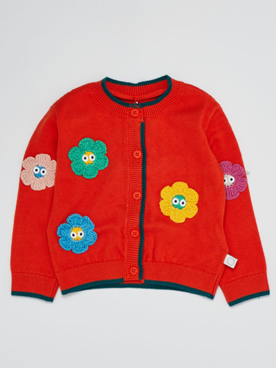 Stella Mccartney Kids' Organic Cotton Knit Cardigan In Red