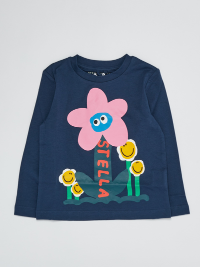 Stella Mccartney Kids' Smiley Flower Organic-cotton T-shirt In Navy