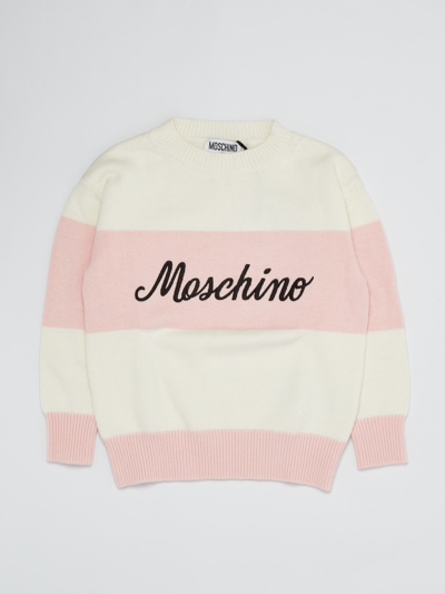 Moschino Kids' Logo-print Long-sleeve Top In Pink