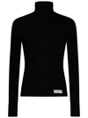 Balmain Pb Wool Turtleneck Sweater In Black