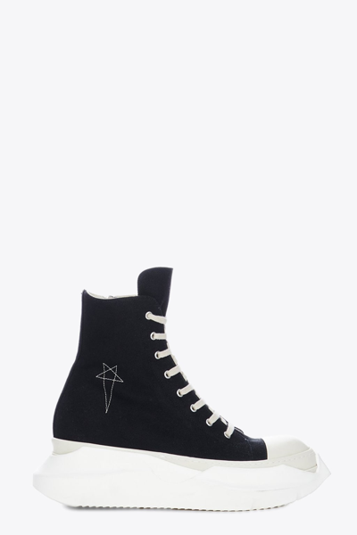 Drkshdw Abstract Sneak Black Canvas High Sneaker With Pentagram Embroidery- Abstract Sneak In Nero/bianco