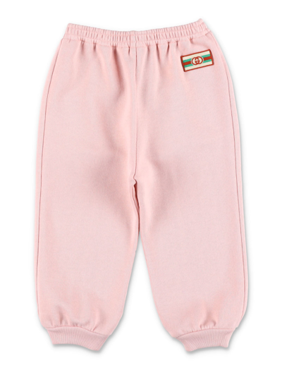 Gucci Kids' Felted Cotton Jersey Jogging Trousers In Smooth Pink