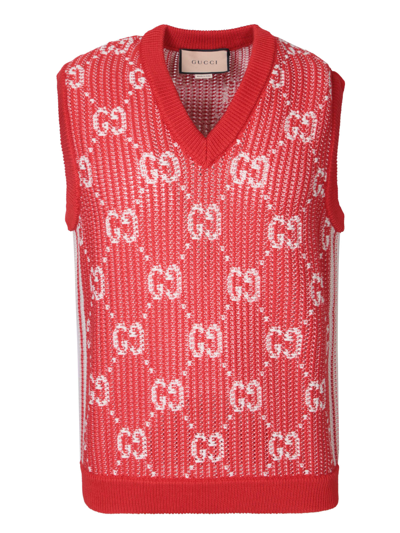 Gucci Red Knit Waistcoat In Default Title