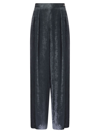 Fabiana Filippi Viscose Velvet Loose Trousers In Petroleum