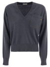 Brunello Cucinelli Women's Cashmere Sweater With Pocket In Dark Blue