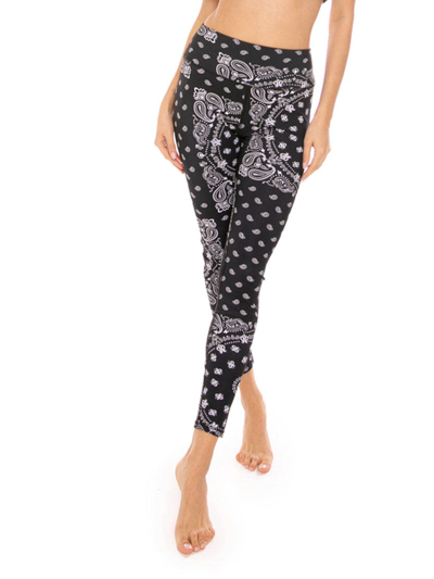 Mc2 Saint Barth Yoga Leggings Black Bandana All-over Print