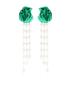 STERLING KING GREEN GEORGIA PEARL DROP EARRINGS