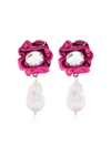 Sterling King Lola Floral Baroque Pearl Drop Earrings In Pink