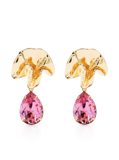 Sterling King Gold-tone Delphinium Crystal Drop Earrings