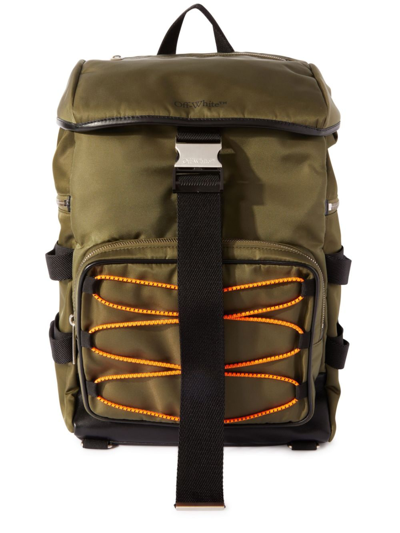 Off-white Courrie Flap Drawstring Backpack In Green